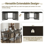 Ensemble de salle à manger de style ferme 9 pièces avec table extensible et 8 chaises