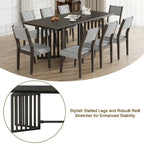 Ensemble de salle à manger de style ferme 9 pièces avec table extensible et 8 chaises
