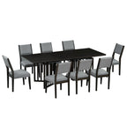 Ensemble de salle à manger de style ferme 9 pièces avec table extensible et 8 chaises