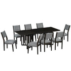 Ensemble de salle à manger de style ferme 9 pièces avec table extensible et 8 chaises