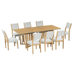 Ensemble de salle à manger de style ferme 9 pièces avec table extensible et 8 chaises