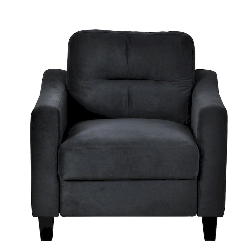 Fauteuil d'appoint noir moderne de 32 pouces, rembourré, avec structure en bois dur et coussin moelleux