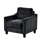 Fauteuil d'appoint noir moderne de 32 pouces, rembourré, avec structure en bois dur et coussin moelleux