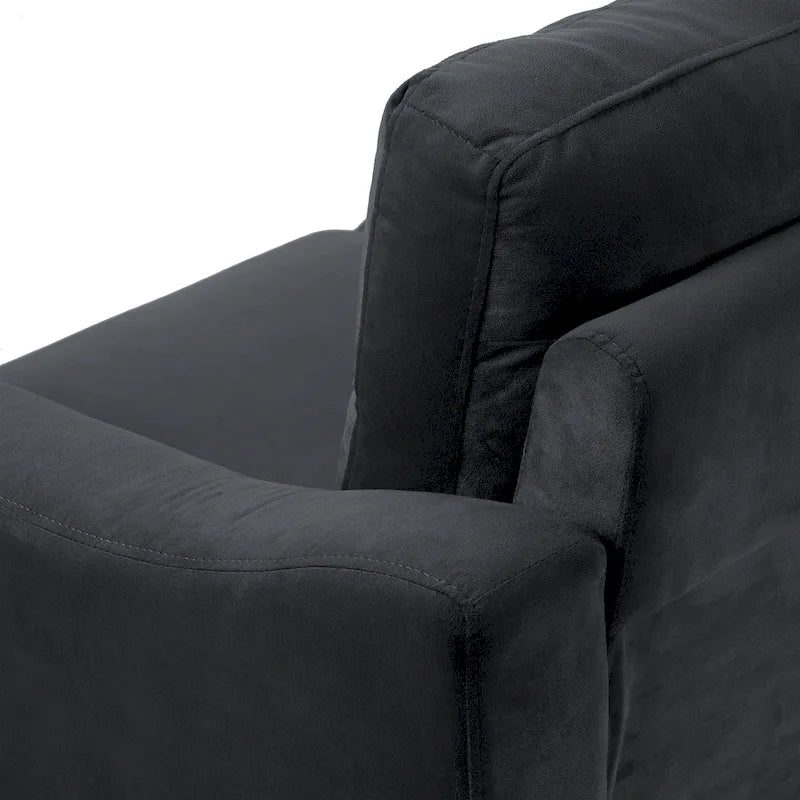Fauteuil d'appoint noir moderne de 32 pouces, rembourré, avec structure en bois dur et coussin moelleux