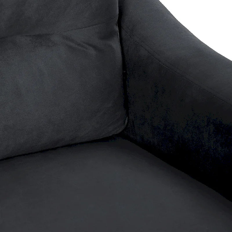 Fauteuil d'appoint noir moderne de 32 pouces, rembourré, avec structure en bois dur et coussin moelleux