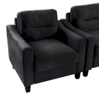 Fauteuil d'appoint noir moderne de 32 pouces, rembourré, avec structure en bois dur et coussin moelleux