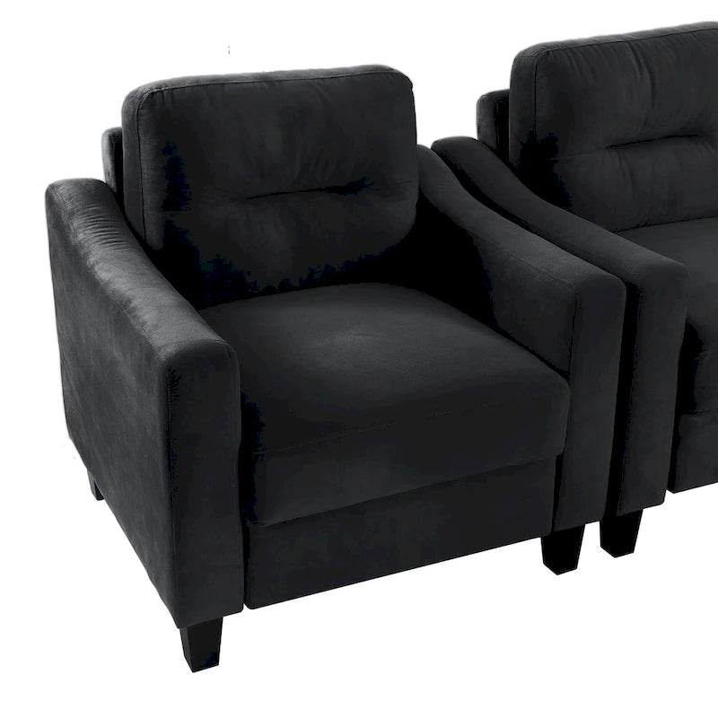 Fauteuil d'appoint noir moderne de 32 pouces, rembourré, avec structure en bois dur et coussin moelleux