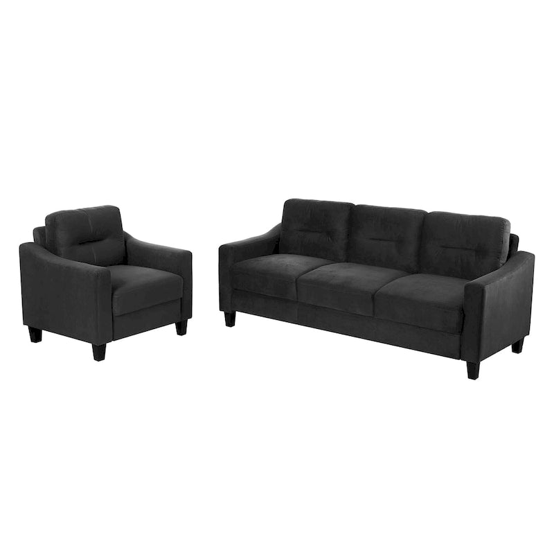 Fauteuil d'appoint noir moderne de 32 pouces, rembourré, avec structure en bois dur et coussin moelleux