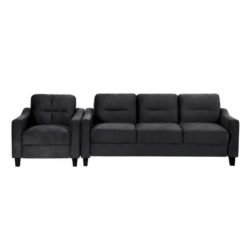 Fauteuil d'appoint noir moderne de 32 pouces, rembourré, avec structure en bois dur et coussin moelleux