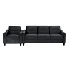 Fauteuil d'appoint noir moderne de 32 pouces, rembourré, avec structure en bois dur et coussin moelleux