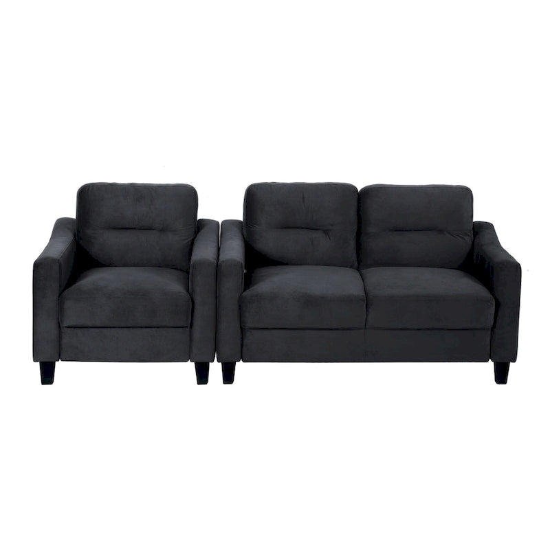 Fauteuil d'appoint noir moderne de 32 pouces, rembourré, avec structure en bois dur et coussin moelleux