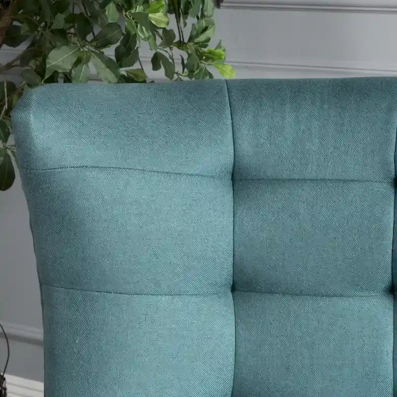 Fauteuil d'appoint dossier haut à oreilles, capitonné, accoudoirs évasés, pieds en bois d'hévéa