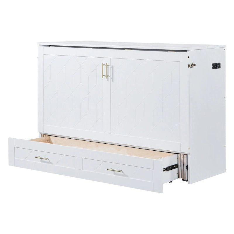 Lit mezzanine escamotable en bois avec étagère de rangement rembourrée et bureau, structure à poulies, capacité de 272 kg