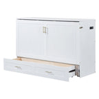 Lit mezzanine escamotable en bois avec étagère de rangement rembourrée et bureau, structure à poulies, capacité de 272 kg