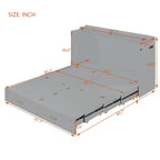 Lit mezzanine escamotable en bois avec étagère de rangement rembourrée et bureau, structure à poulies, capacité de 272 kg