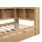 Lit de jour double en bois avec lit gigogne, 5 armoires de rangement, port USB et prise de courant, bois de pin