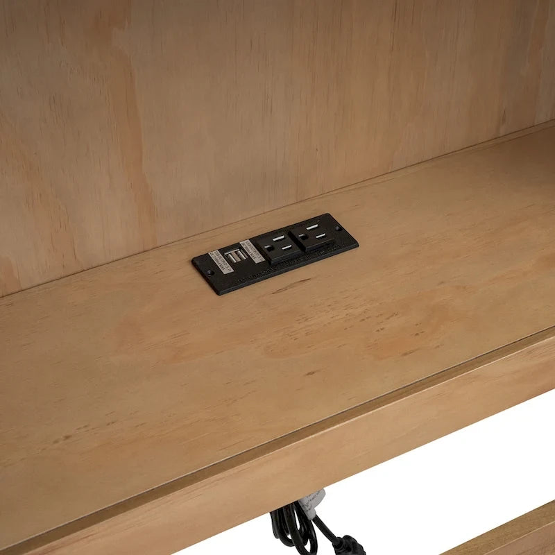 Lit de jour double en bois avec lit gigogne, 5 armoires de rangement, port USB et prise de courant, bois de pin