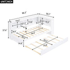 Lit de jour double en bois avec lit gigogne, 5 armoires de rangement, port USB et prise de courant, bois de pin