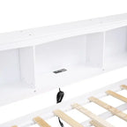 Lit de jour double en bois avec lit gigogne, 5 armoires de rangement, port USB et prise de courant, bois de pin