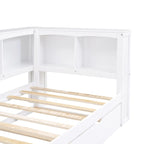 Lit de jour double en bois avec lit gigogne, 5 armoires de rangement, port USB et prise de courant, bois de pin