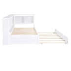 Lit de jour double en bois avec lit gigogne, 5 armoires de rangement, port USB et prise de courant, bois de pin