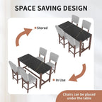 Ensemble de salle à manger moderne 5 pièces hauteur comptoir, table de bar en faux marbre et 4 chaises assise rembourrée