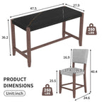 Ensemble de salle à manger moderne 5 pièces hauteur comptoir, table de bar en faux marbre et 4 chaises assise rembourrée