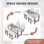 Ensemble de salle à manger moderne 5 pièces hauteur comptoir, table de bar en faux marbre et 4 chaises assise rembourrée