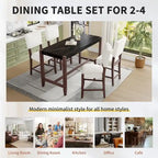 Ensemble de salle à manger moderne 5 pièces hauteur comptoir, table de bar en faux marbre et 4 chaises assise rembourrée