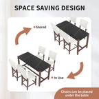 Ensemble de salle à manger moderne 5 pièces hauteur comptoir, table de bar en faux marbre et 4 chaises assise rembourrée