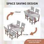 Ensemble de salle à manger moderne 5 pièces hauteur comptoir, table de bar en faux marbre et 4 chaises assise rembourrée