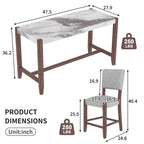 Ensemble de salle à manger moderne 5 pièces hauteur comptoir, table de bar en faux marbre et 4 chaises assise rembourrée