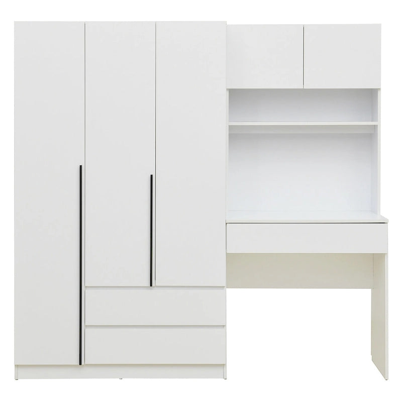 Armoire de bureau de rangement en bois à 3 portes pour chambre avec étagères et 3 tiroirs