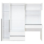 Armoire de bureau de rangement en bois à 3 portes pour chambre avec étagères et 3 tiroirs