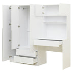 Armoire de bureau de rangement en bois à 3 portes pour chambre avec étagères et 3 tiroirs
