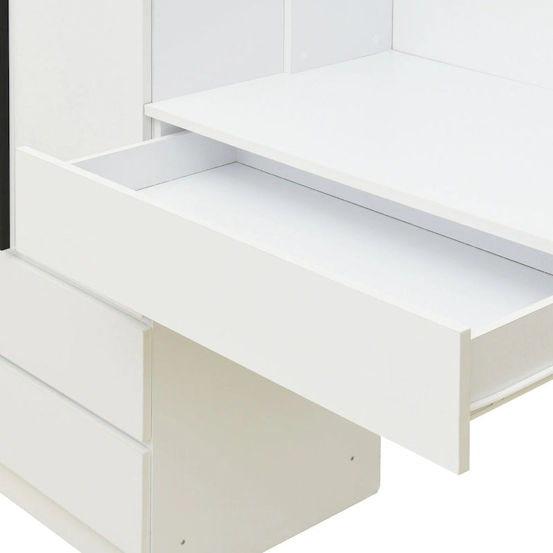 Armoire de bureau de rangement en bois à 3 portes pour chambre avec étagères et 3 tiroirs