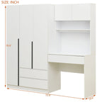Armoire de bureau de rangement en bois à 3 portes pour chambre avec étagères et 3 tiroirs
