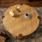 Table basse ronde à 2 niveaux avec étagère de rangement