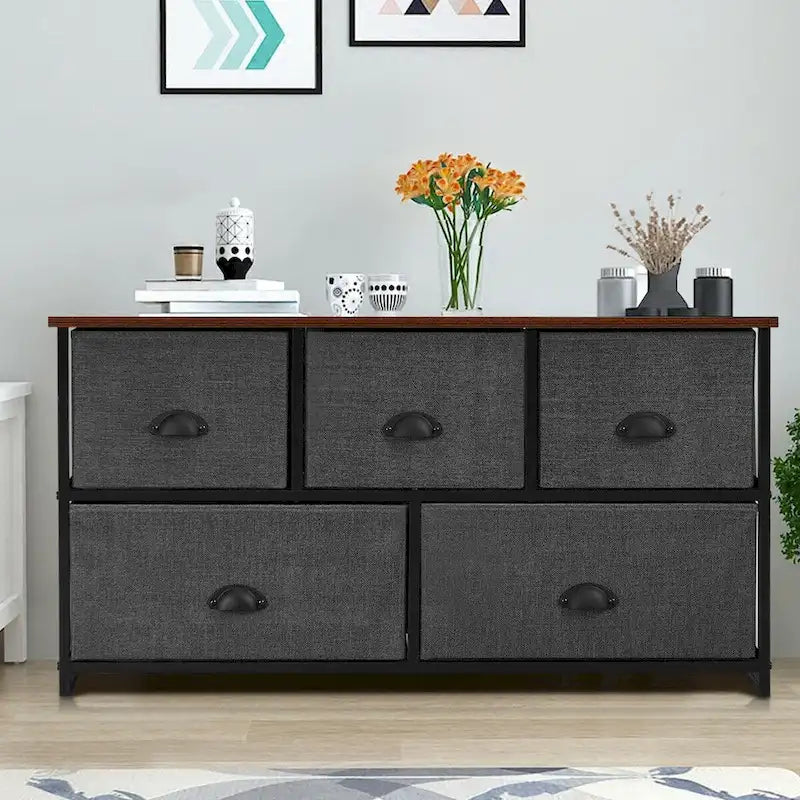 Commode de rangement à 5 tiroirs, table de chevet organisatrice pour dortoir