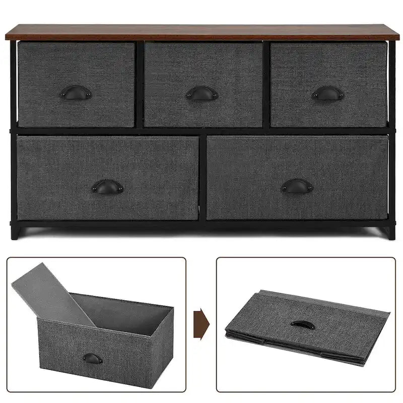 Commode de rangement à 5 tiroirs, table de chevet organisatrice pour dortoir