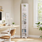 Armoire à Linge de Salle de Bain Étroite en Bois Massif à 8 Niveaux de 180 cm de Haut