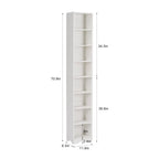 Armoire à Linge de Salle de Bain Étroite en Bois Massif à 8 Niveaux de 180 cm de Haut