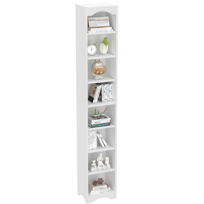 Armoire à Linge de Salle de Bain Étroite en Bois Massif à 8 Niveaux de 180 cm de Haut