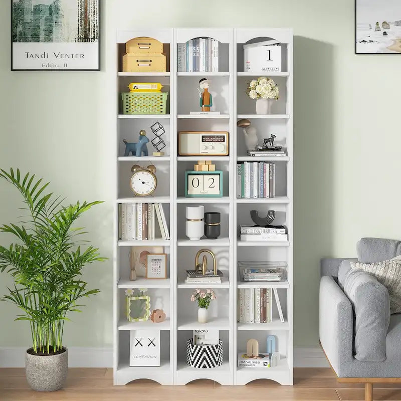 Armoire à Linge de Salle de Bain Étroite en Bois Massif à 8 Niveaux de 180 cm de Haut