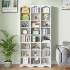 Armoire à Linge de Salle de Bain Étroite en Bois Massif à 8 Niveaux de 180 cm de Haut