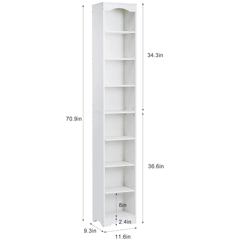 Armoire à Linge de Salle de Bain Étroite en Bois Massif à 8 Niveaux de 180 cm de Haut