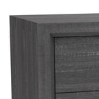 Table de chevet contemporaine en bois massif gris à 2 tiroirs
