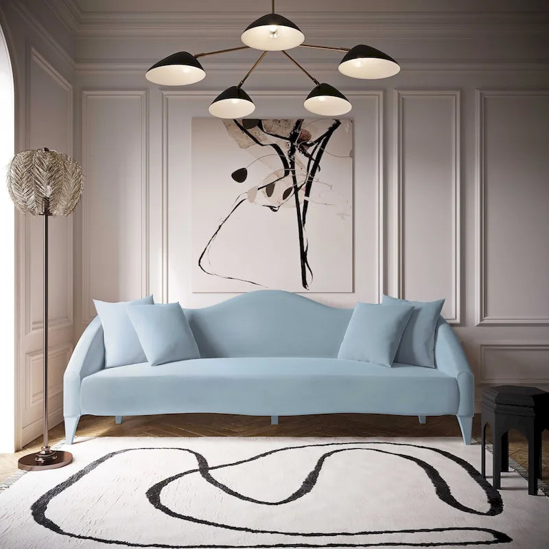 Canapé 3 places en velours de 244 cm, canapé de salon moderne, assise profonde, style contemporain