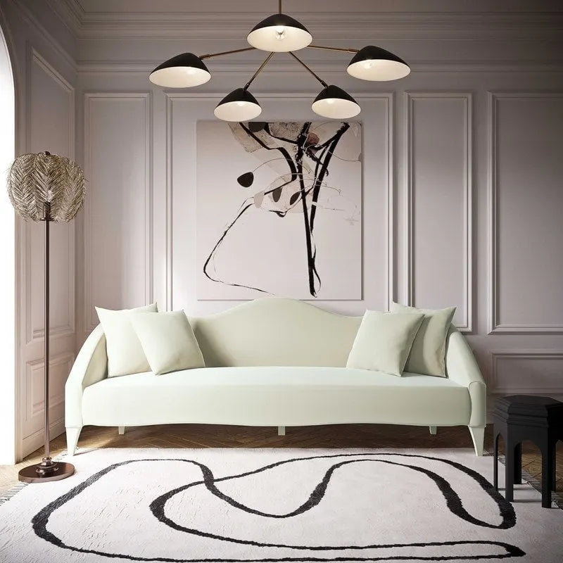 Canapé 3 places en velours de 244 cm, canapé de salon moderne, assise profonde, style contemporain