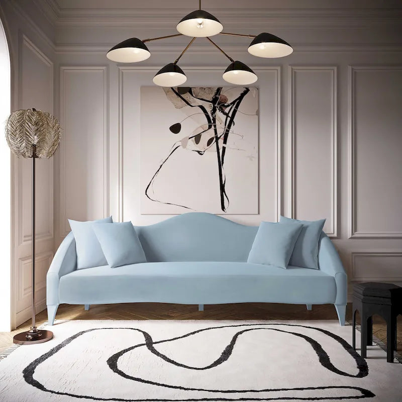 Canapé 3 places en velours de 244 cm, canapé de salon moderne, assise profonde, style contemporain